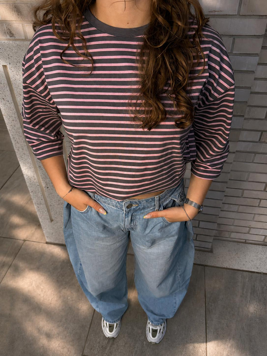 Gestreept Tshirt met driekwart mouw
